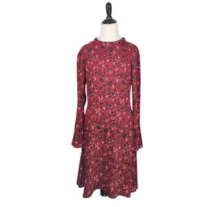 & Other Stories Maroon‎ Leopard Key Hole Dress Size 10 NWT
